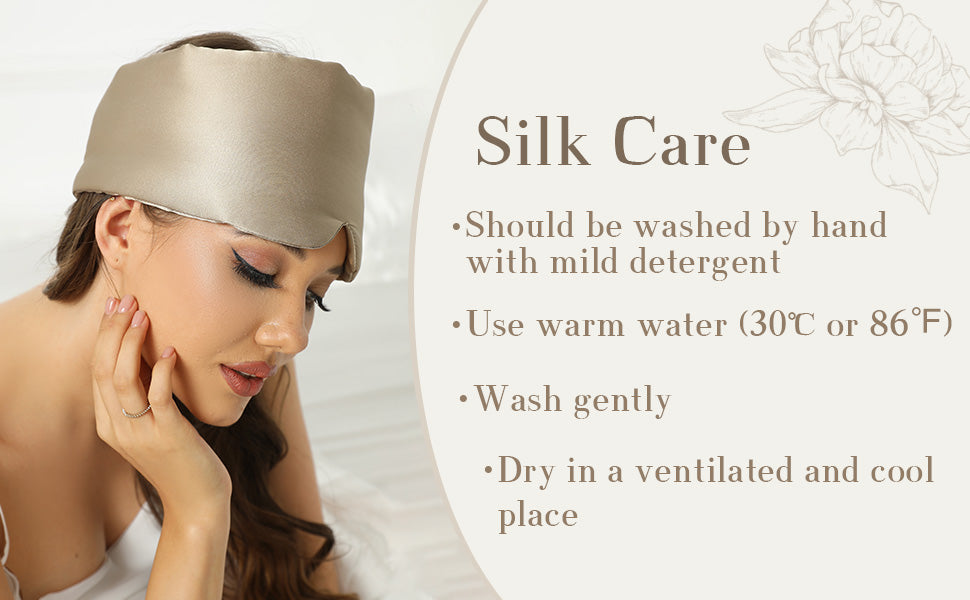 100% Mulberry Silk Sleep Mask Eye Mask for Women Man with Adjustable Band, for Travel Rest and Office Large Size (Taupe)