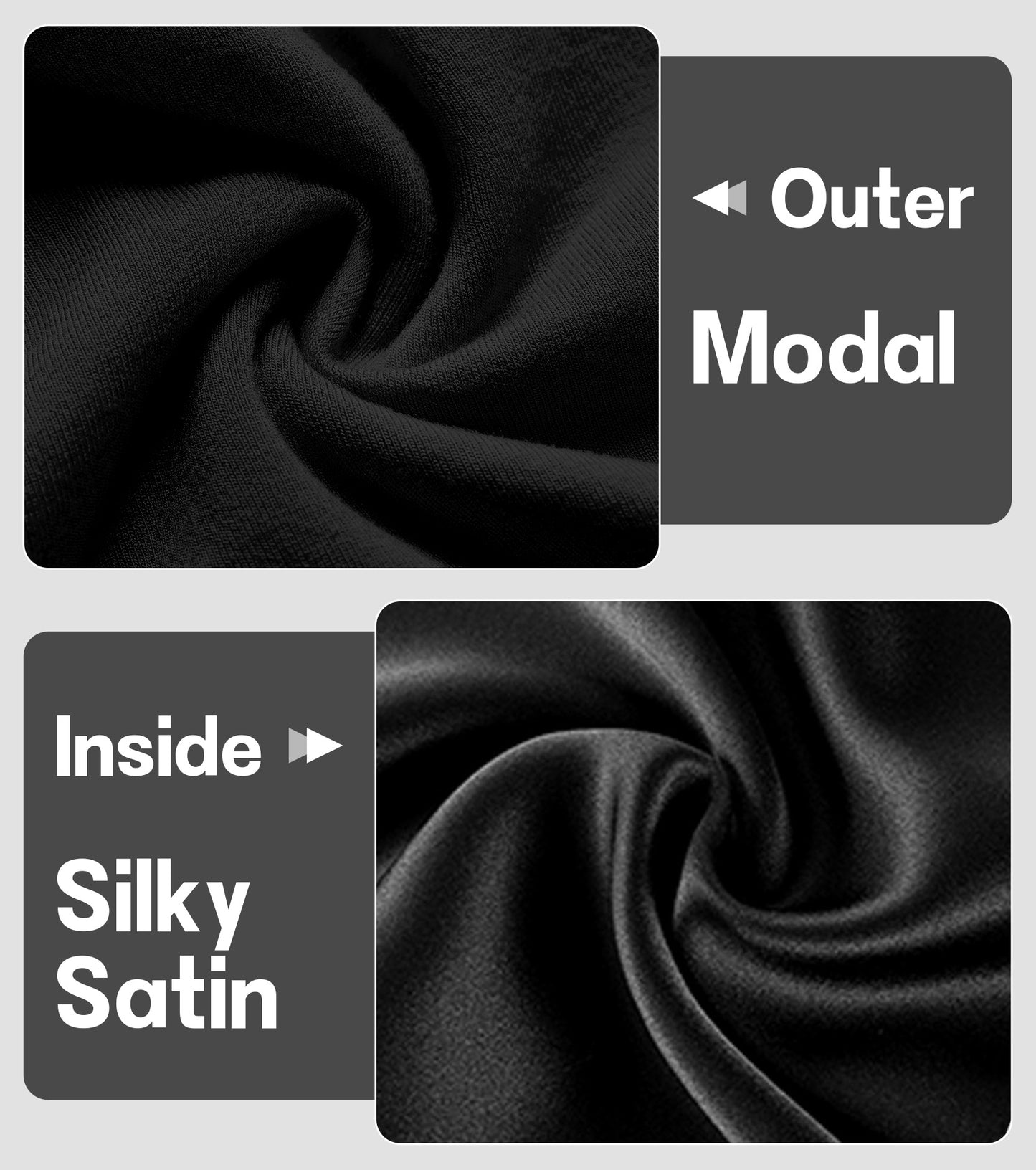 2pcs Silk Satin Bonnet Hair Wrap for Sleeping, Adjustable Strap Curly Natural Hair Night Caps for Women Men(Black&Black)