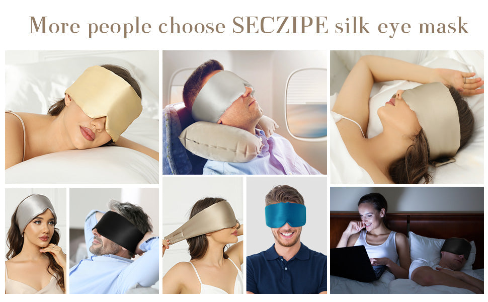 100% Mulberry Silk Sleep Mask Eye Mask for Women Man with Adjustable Band,  for Travel Rest and Office Large Size (Taupe)