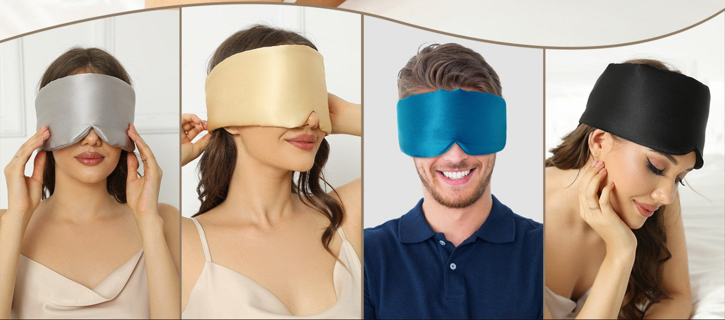 100% Mulberry Silk Sleep Mask Eye Mask for Women Man with Adjustable Band,  for Travel Rest and Office Large Size (Taupe)